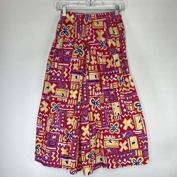 Vintage Winners Choice Abstract Wide Leg Capri Pants Pink Blue Size Medium - Picture 2 of 8